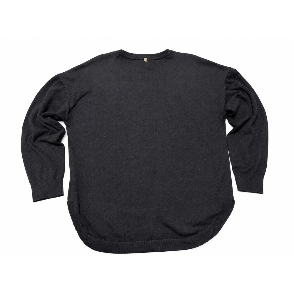 Michael Kors Womens XL Black Knit Crewneck Sweater High Low Hem RN111818